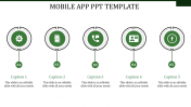 Elegant Mobile App PPT Template In Green Color Slide