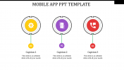Amazing Mobile App PPT Template With Three Nodes Slide