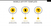 Editable Mobile App PPT Template With Three Nodes Slide
