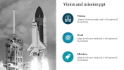 Editable Vision And Mission PPT Template with Three Nodes