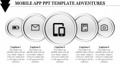 Editable Mobile App PPT Template with Five Nodes
