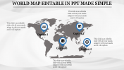 Creative World Map Editable In PPT Presentation