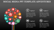 4 Noded Social Media PowerPoint Template and Google Slides