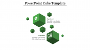 Elegant Green PowerPoint Cube Template With Two Nodes