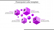 Elegant PowerPoint Cube Template In Purple Color Slide