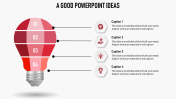 PowerPoint Ideas with red bulb model for Presentation