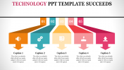 technology PPT template - downward arrow