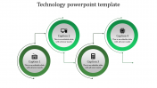 Four Level Coin Model  Technology Powerpoint Template-Green