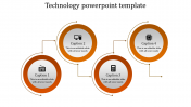 Four Level Coin Model  Technology Powerpoint Template-Orange