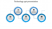 Five Steps Coin Model  Technology Powerpoint Template-Blue