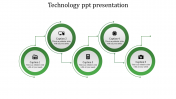Five Steps Coin Model  Technology Powerpoint Template-Green