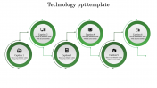 Six Level Coin Model  Technology Powerpoint Template-Green