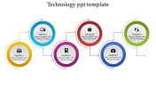 Six Level Coin Model  Technology Powerpoint Template-Multi color