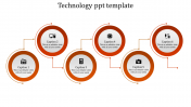 Six Level Coin Model  Technology Powerpoint Template-Orange