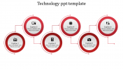 Six Level Coin Model  Technology Powerpoint Template-Red