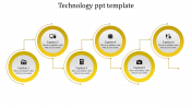 Six Level Coin Model  Technology Powerpoint Template-Yellow