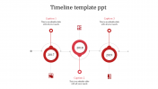 Creative Monthly Timeline PPT Template With Red Color Circles