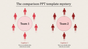 Two Node Comparison PPT Template in Red Color Model