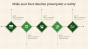 Attractive Best Timeline PowerPoint In Green Color Slide
