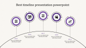 timeline slide template five stage violet
