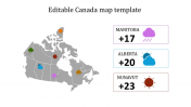 A three noded Editable Canada map template