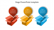 A Three Noded Stage PowerPoint Template presentation