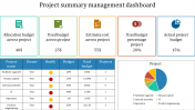 Project Summary Management Dashboard PPT and Google Slides