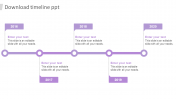 Best Download Timeline PPT In Purple Color Model Slide