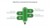 Green Pencil Design Objectives Of Educational Technology PPT Slide