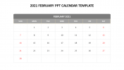 Easy Editable 2021 February PPT Calendar Template Designs