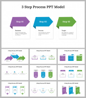 3 Step Process Model PPT and Google Slides Templates