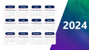 Printable 2024 Monthly Calendar PPT And Google Slides