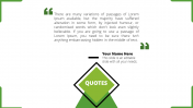 Simple PowerPoint Quote Template Slide Design-Green Color