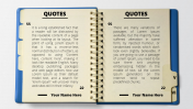 Creative Quote PowerPoint Template with Notebook Model