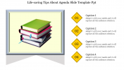 Four Node Agenda Slide Template PPT With Book