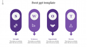 Our Predesigned SWOT PPT Template With Purple Color