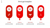 Effective SWOT PPT Template With Four Nodes Slides