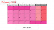 Amazing PowerPoint Calendar Slide for February 2019