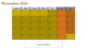 Amazing PowerPoint Calendar Slide on Multicolour Template
