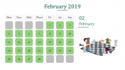 February 2019 Calendar PowerPoint Template & Google Slides	