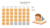 Calendar presentation template With orange color box	