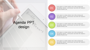 Editable Agenda PPT Design Template With Five Node