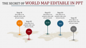 Attractive World Map Editable In PPT Presentations