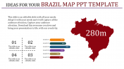 Get five star Brazil Map PPT PowerPoint Slide - Red Color