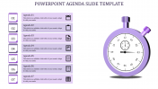 Attractive Agenda Purple Color PowerPoint Template Slide