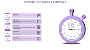 Clock Shape PowerPoint Agenda Slide Template-5 Purple