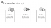Get Vision And Mission PPT Slide Designs With Three Node