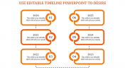 Fantastic Editable Timeline PowerPoint with Six Nodes