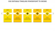 Use Editable Timeline PowerPoint In Yellow Color Slide