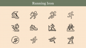 Running Icon PowerPoint PPT Template - Twelve icons